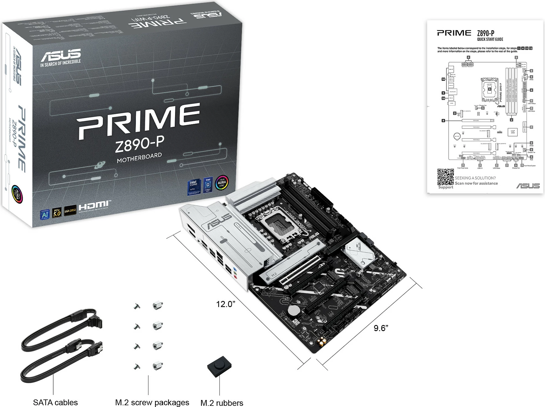 Pllakë amë ASUS PRIME Z890-P, Intel, LGA 1851, DDR5, 192 GB