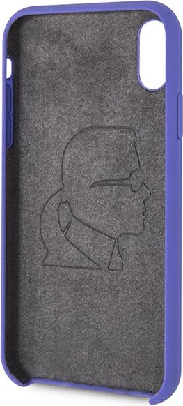 Mbështjellës Karl Lagerfeld për iPhone XR, silikon, vjollcë