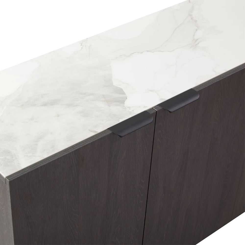 Komodë anësore NOTTE, ngjyrë e zezë dhe gur i bardhë, 180x40.5x84cm