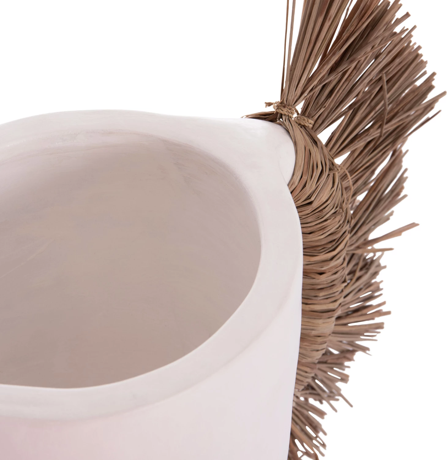 Vazo dekorative tavoline ALICA, terrakotë e bardhë, me bar, FH4668.02L, 64x22x38cm