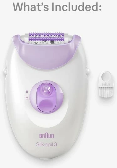 Epilator Braun Silk-épil 3 SE3-000, 20 pinceta, MicroGrip, dy shpejtësi, ngjyrë e bardhë/e purpurt