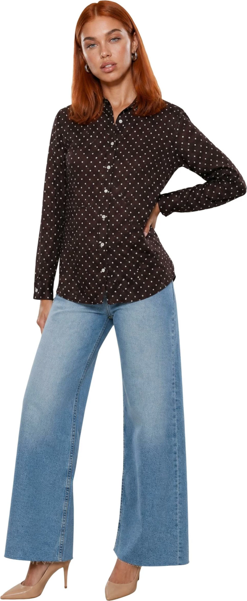 Këmishë për femra Guess NEW LS CLOUIS W6YH68 W3212, kafe [Madhësia: XL]