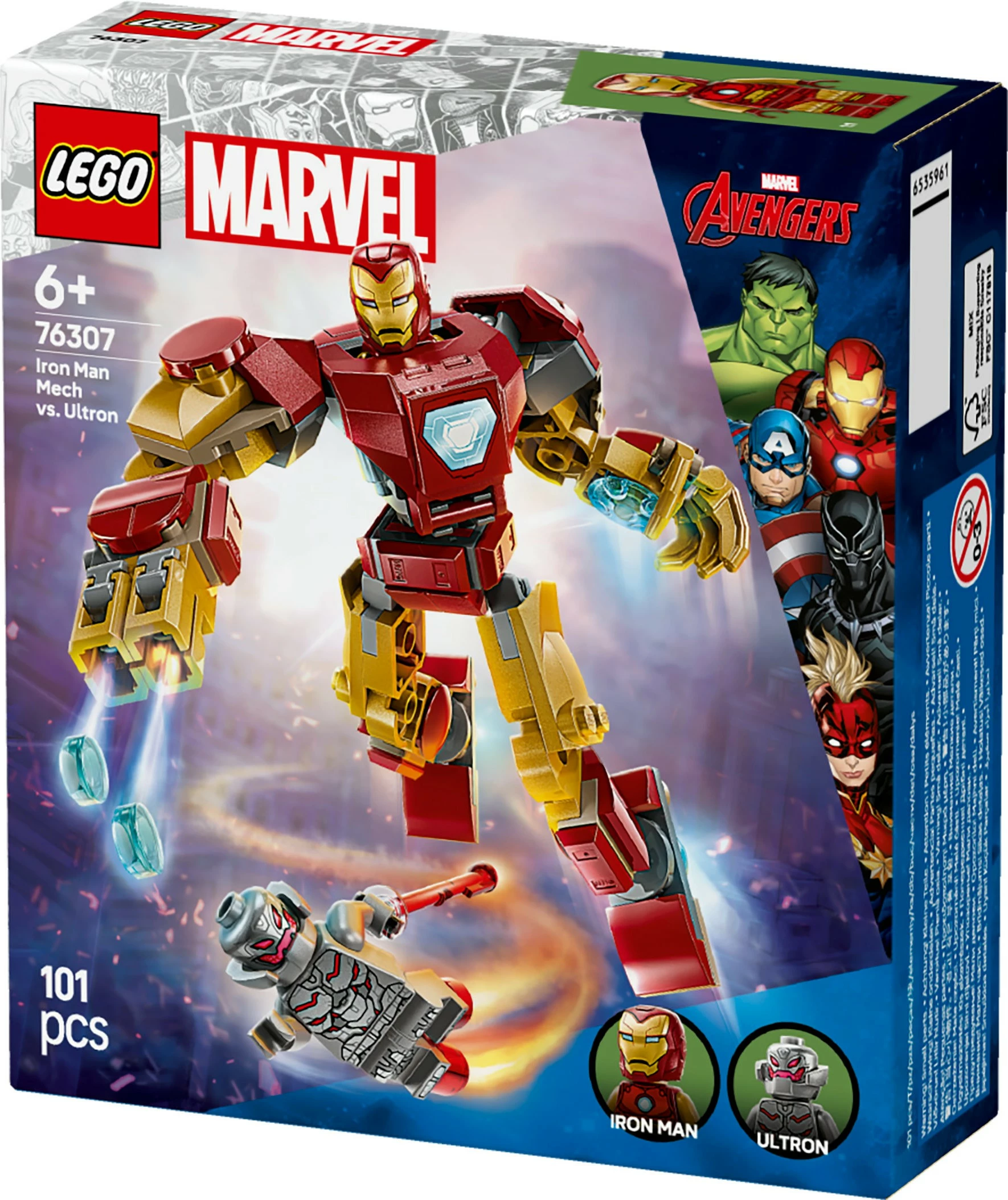 Set ndërtimi LEGO Marvel 76307 Iron Man Mech vs. Ultron, 101 pjesë, multikolor