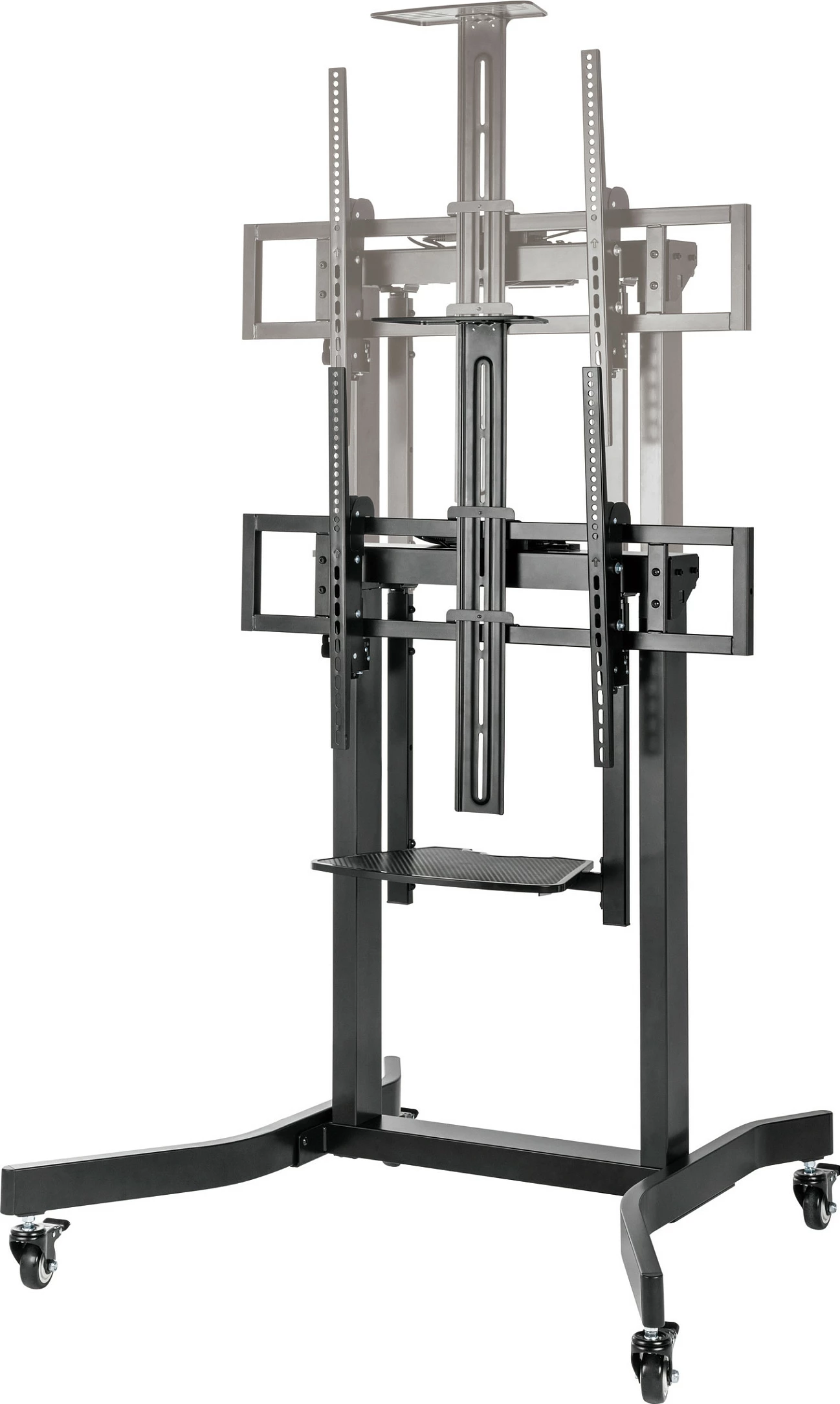 Stativ dyshemeje për TV/Monitor EQUIP 650633, 55"-100", VESA 800x600, me rrota, 120 kg, i zi