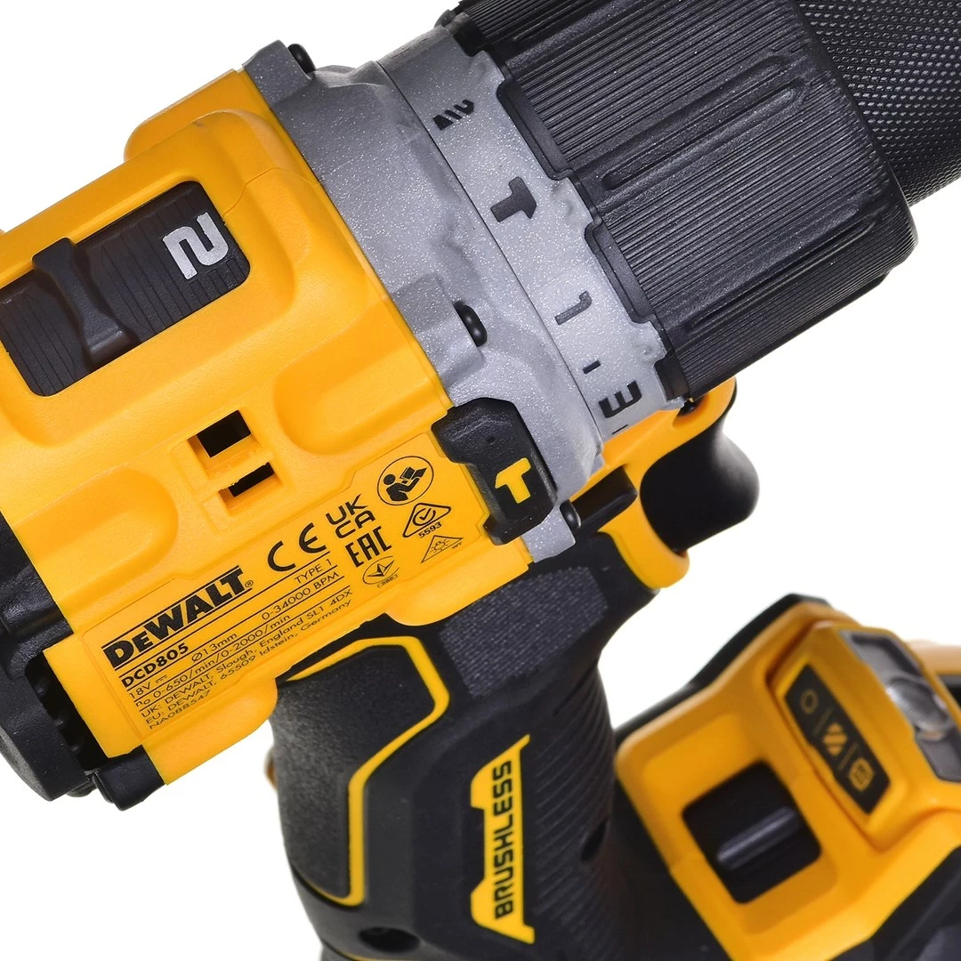 Drill/driver DeWalt DCD805P2T, 18V, 2x5.0Ah, me valixhe TSTAK, Verdhë