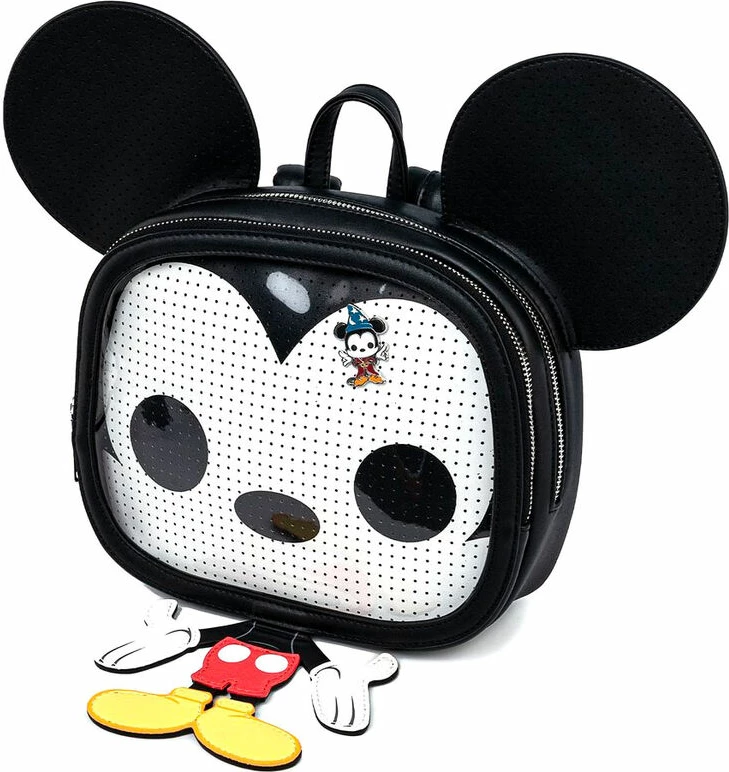 Çantë shpine mini Loungefly Disney Mickey Mouse Pin Collector, lëkurë vegane (PU), e zezë