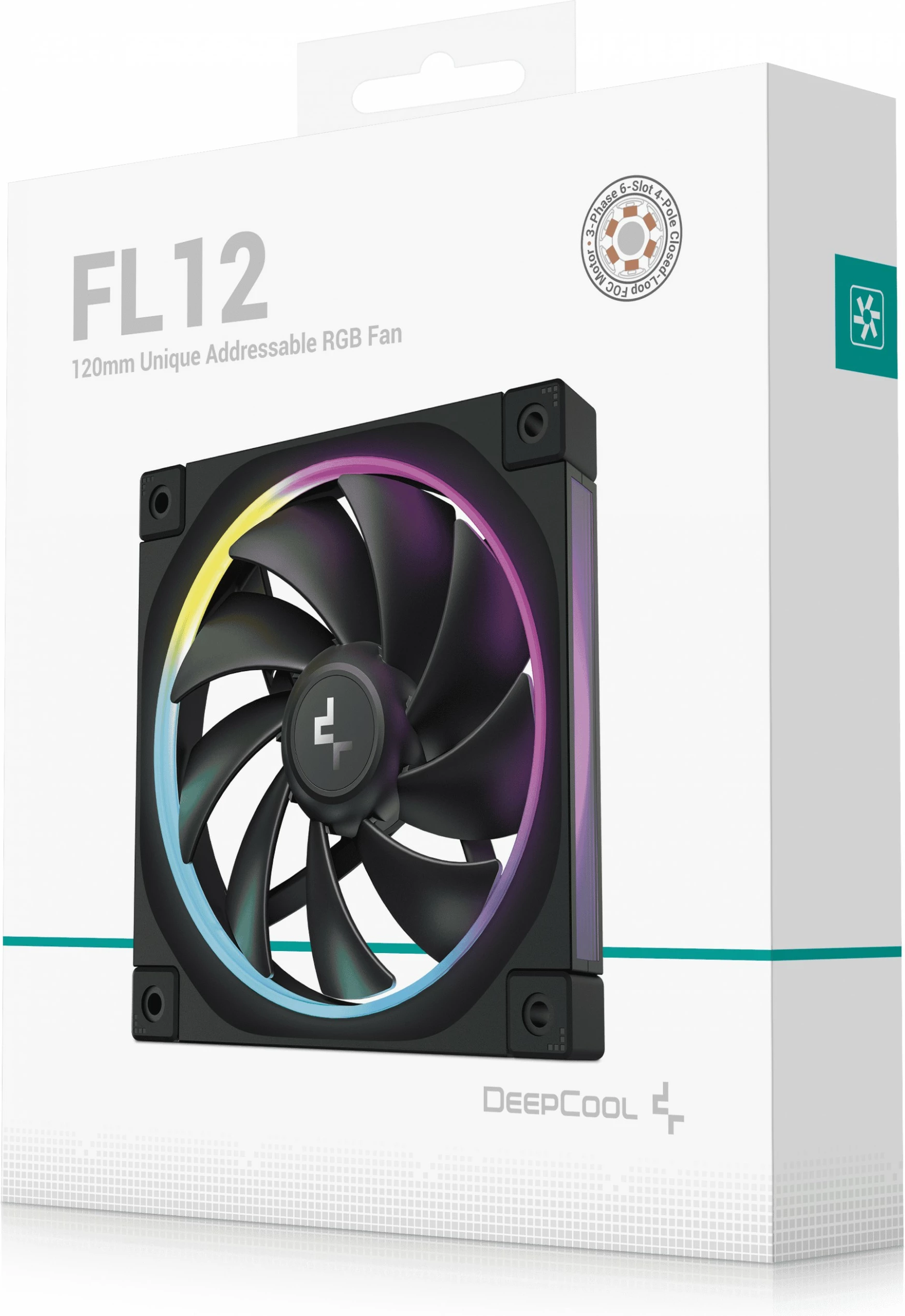 Ventilator kasë DeepCool FL12, 12 cm, LED RGB, i zi