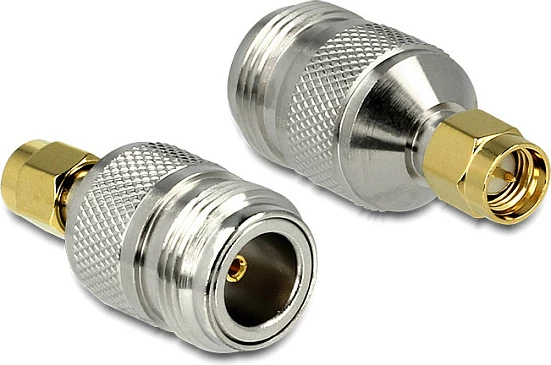Adapter RF DeLOCK 88837, N në SMA, 16 mm x 34 mm, ngjyrë bronz/ari