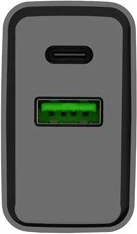 Karikues Natec Ribera 20W me USB-A dhe USB-C, ngjyrë e zezë