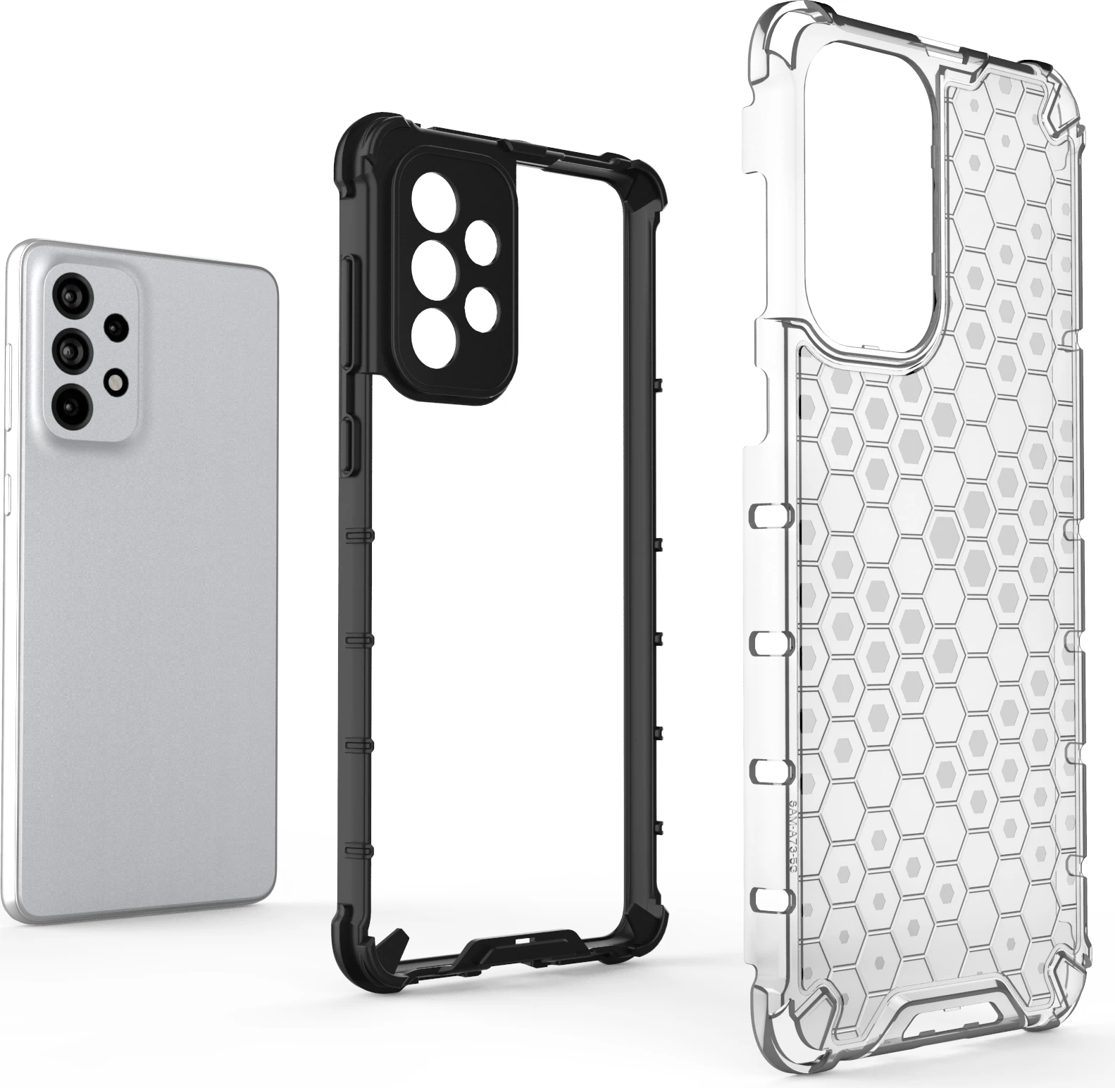 Mbështjellës Hurtel Honeycomb për Samsung Galaxy A73, transparent