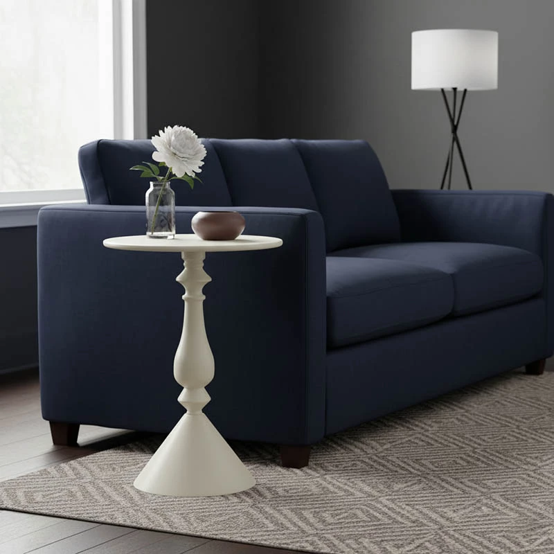 Tavolinë anësore metalike Lalou, ngjyrë krem, D40x55cm