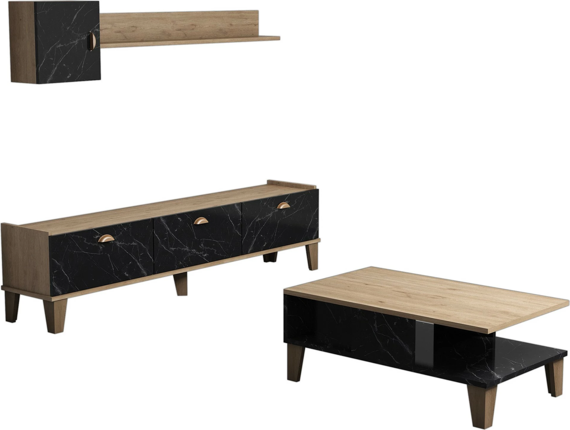 Set mobiljesh për dhomë dite Hanah Home, Sumer G5030, ngjyrë lis dhe mermer