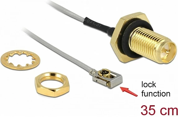 Kabllo antene DeLOCK 90292, 0.3 m, RP-SMA mashkull në MHF I LK femër, 50Ω, metalike