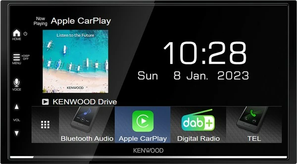 Radio multimedia Kenwood DMX7722DABS, 6.8 inç, Wi-Fi, Bluetooth, CarPlay, Android Auto, e zezë