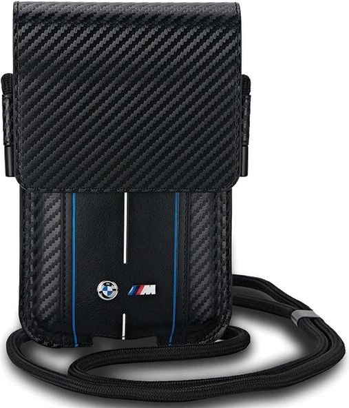 Mbështjellës BMW Carbon & Blue Stripe për telefon, i zi