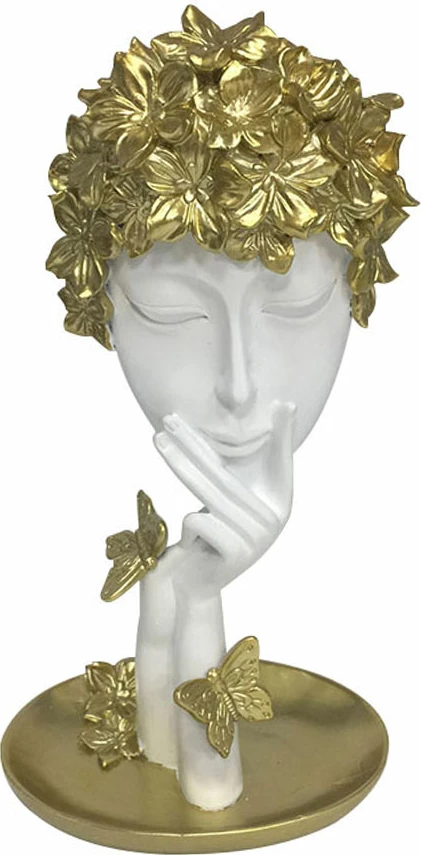 Figurë dekorative JARNI, polirezine, e bardhë-ari, 15x11x28cm