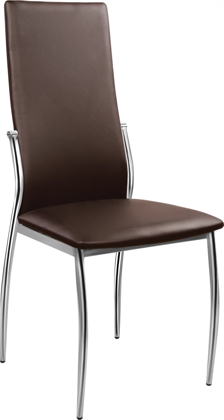 Karrige ngrënie Kim FH0080.05, ngjyrë kafe PU me kornizë metalike 45X55X99 cm, set prej 4 copë
