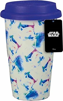 Termo gotë udhëtimi Paladone Star Wars Stormtrooper, porcelan mur i dyfishtë, kapak silikoni, e licencuar zyrtarisht, blu