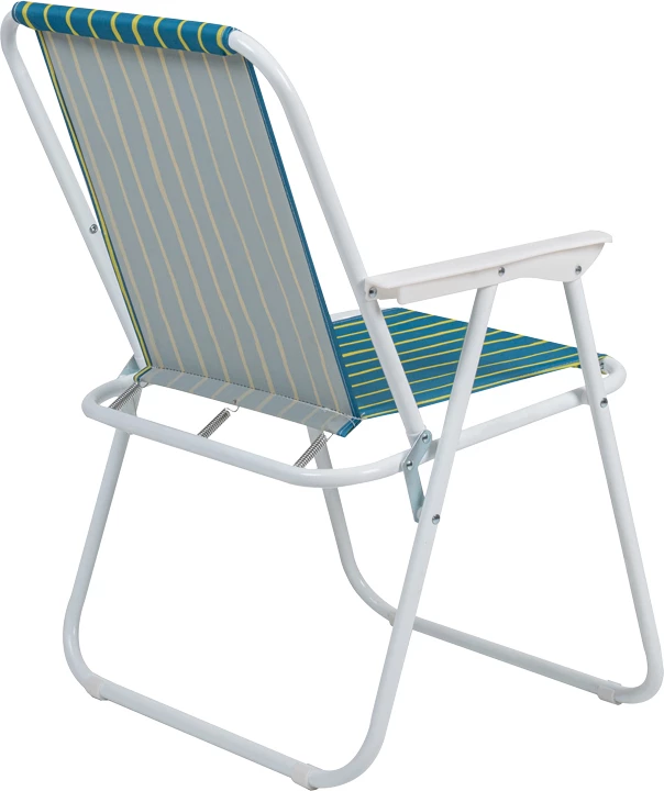 Karrige palosëse për plazh e kamping, material çeliku i bardhë, pëlhurë jeshile dhe verdhë, 53x56x73cm