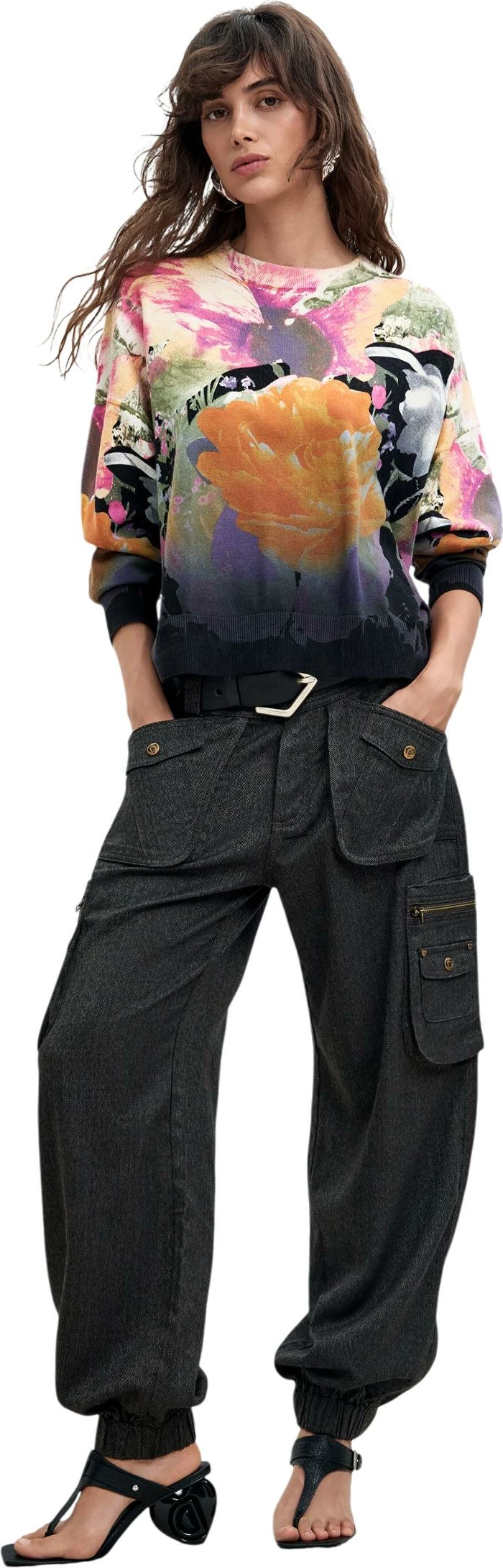 Xhemper për femra Desigual JERS_ROSE DEGRADE_LACROIX 26WWJF49, i zi [Madhësia: M]