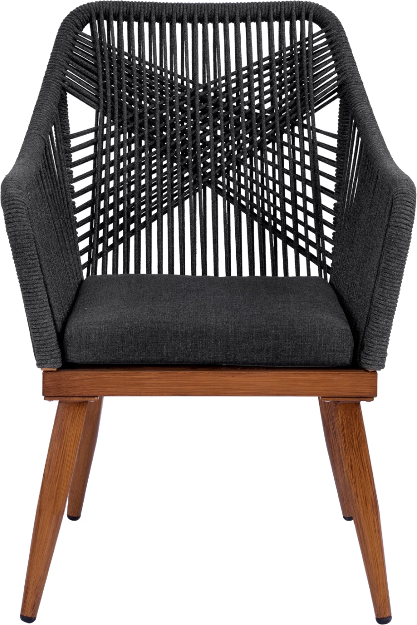 Karrige alumini MYRTIA FH5549.01 me litar gri dhe këmbë arre 62x63x90Hcm