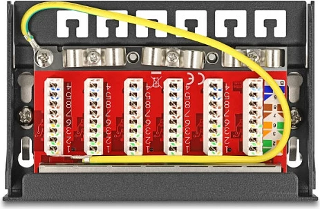 Patch panel rrjeti DeLOCK Mini Desktop, 6x RJ45 Cat6A, i mbrojtur, metal, i zi