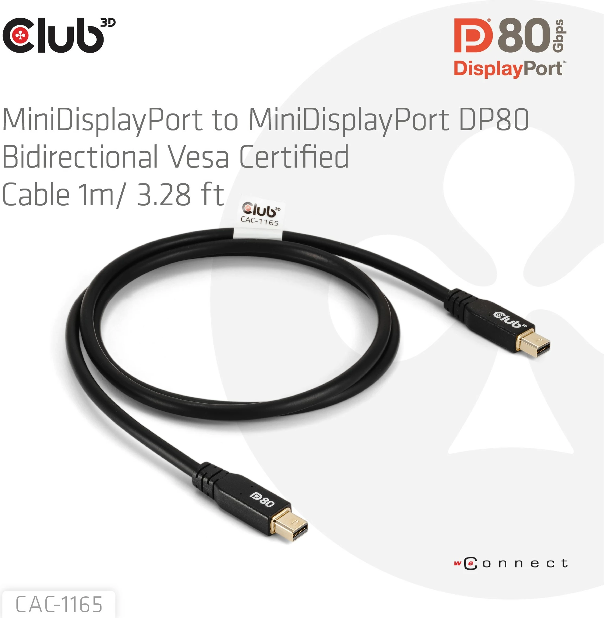 Kabllo Mini DisplayPort Club3D 1m 10K60Hz