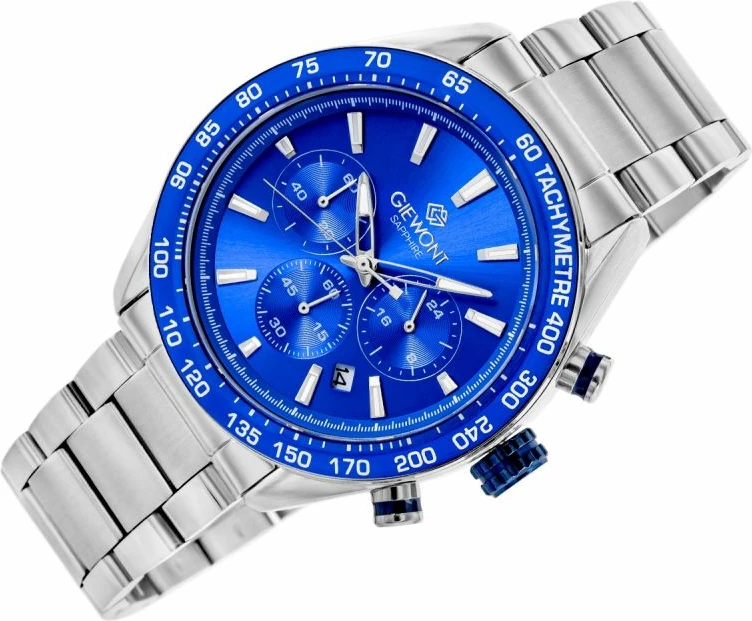 Orë dore meshkuj Giewont GW9580-B3, argjendtë/kaltër