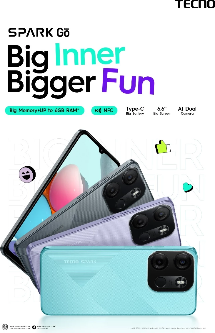 Celular TECNO Spark Go 2023 3GB/64GB 6.56\" Dual SIM NFC 5000mAh Endless Black