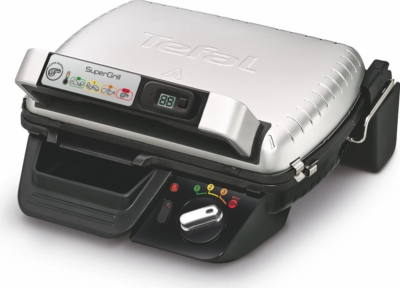 Grill kontakti Tefal SuperGrill GC451B12, me ngjyrë argjendi