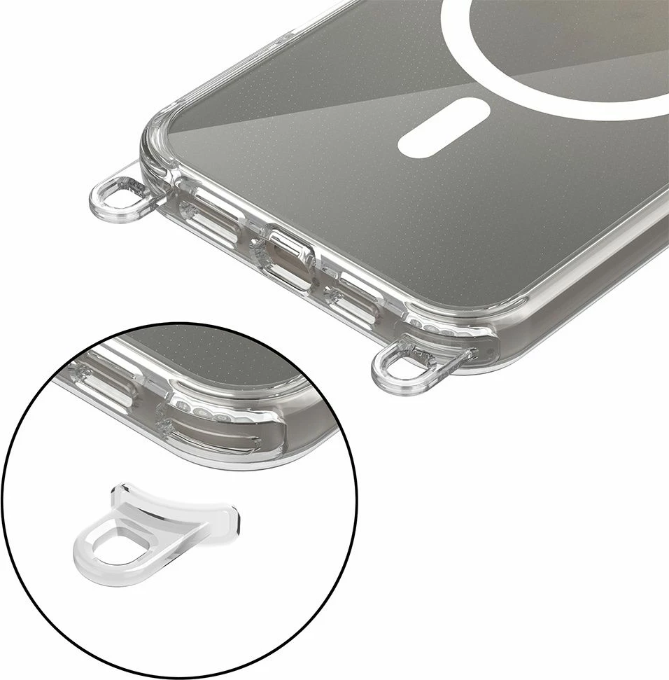 Mbështjellës Tech-Protect FlexAir Chain MagSafe për iPhone 16 Pro Max, Transparent + 2 rripa (zi dhe bezhë)