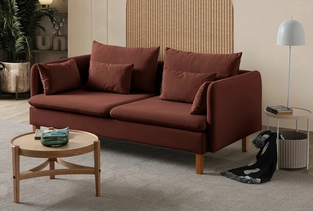 Divan treshe Flexy, ngjyrë e kuqe tullë, Atelier del Sofa