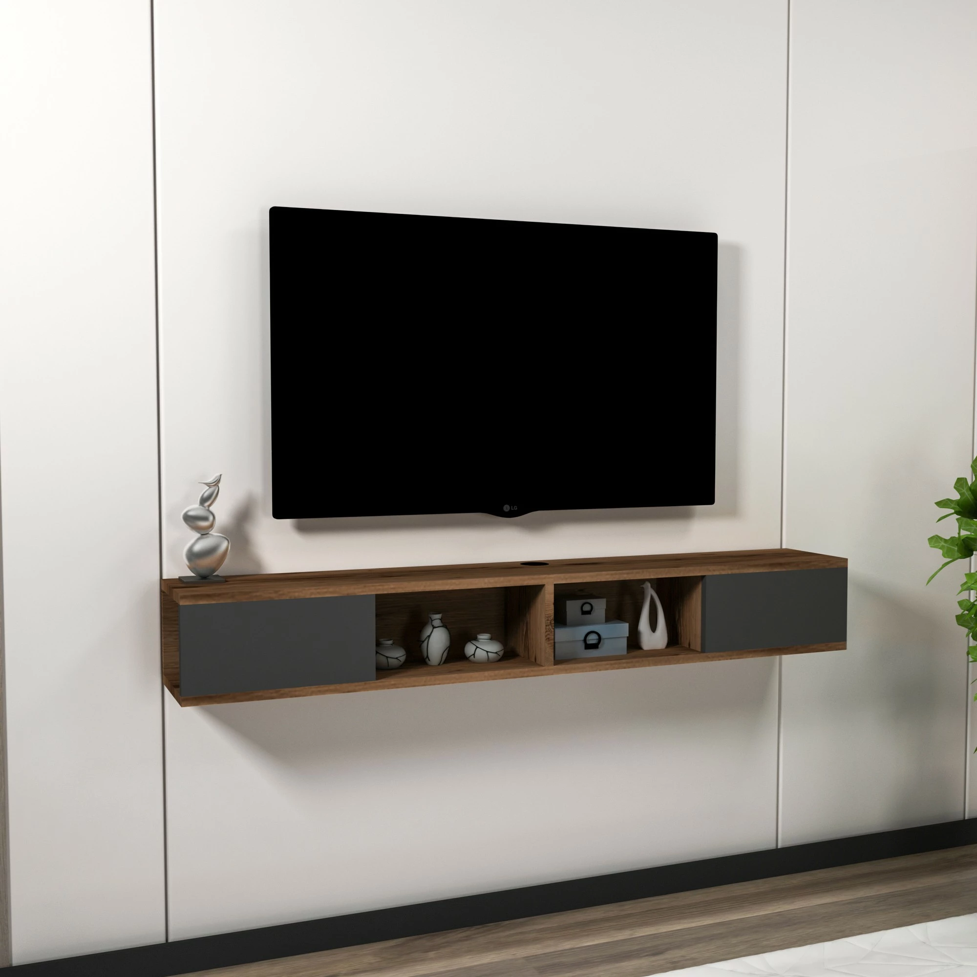 Komodë TV Hanah Home Mayer, ngjyrë arrë e çelët, antracit