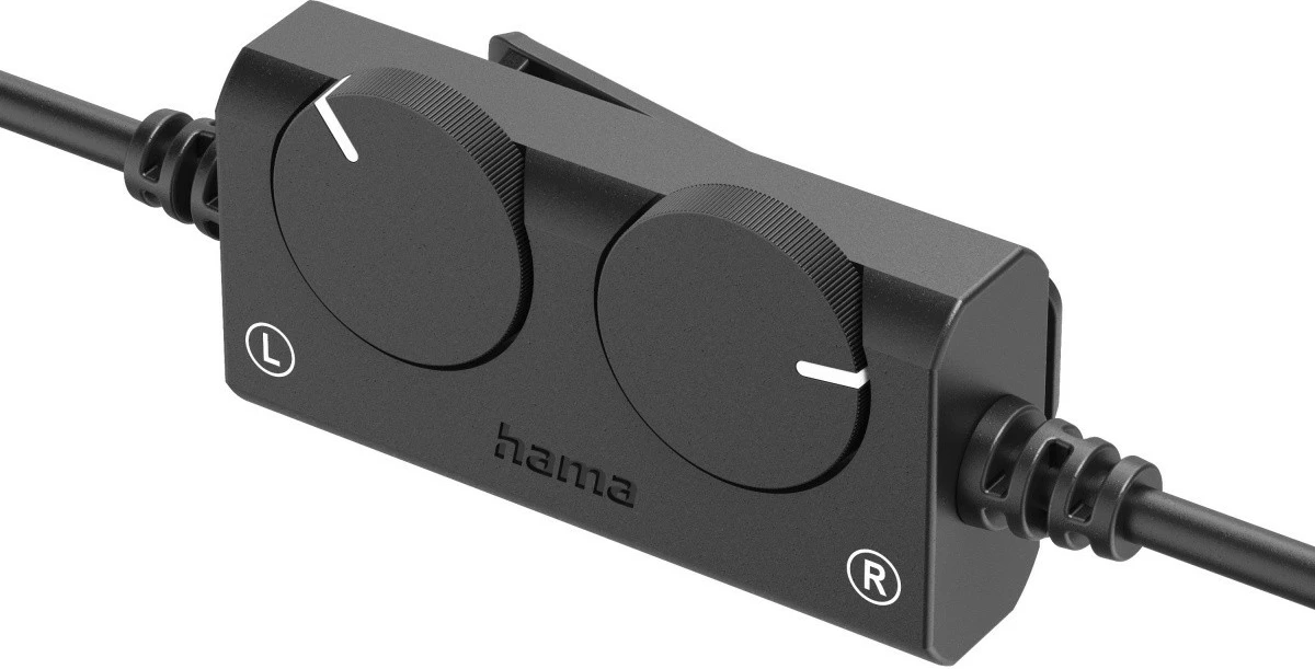 Kufje me kabllo mbi-vesh Hama 221846 stereo, kabëll 6 m i shkëputshëm, 3.5 mm + adapter 6.35 mm, kontroll volumi, e zezë