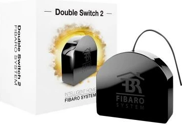 Switch i dyfishtë smart, FIBARO, Double Switch 2 FGS-223, on/off dy qarqe, për priza, i zi