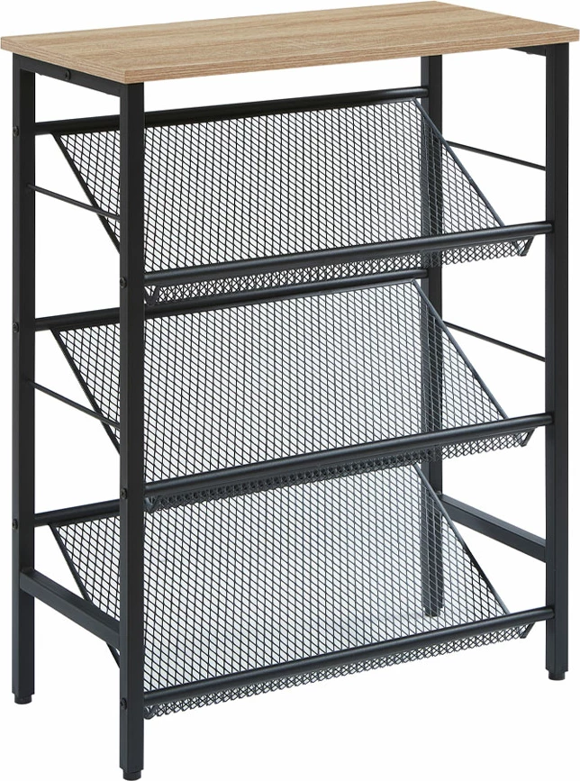 Raft këpucësh Plexus, 3 rafte, ngjyrë arre e zezë, 60x30x80cm