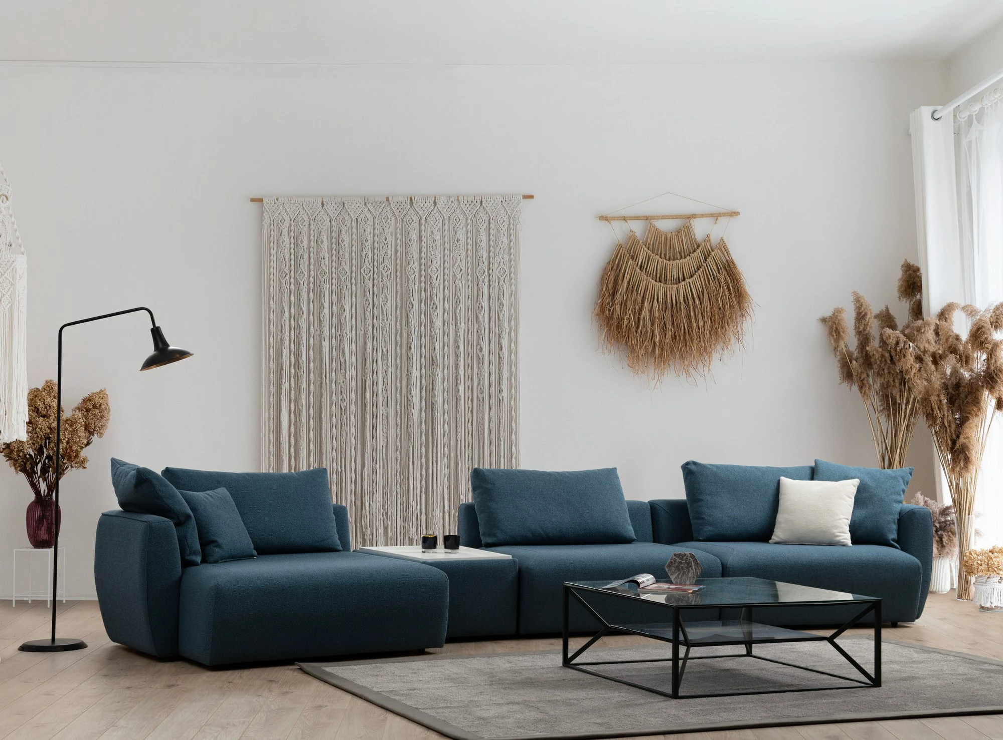 Këndsofa Maya, ngjyrë e kaltër, Atelier del Sofa (Chl majtas + T + O1 + 1R)