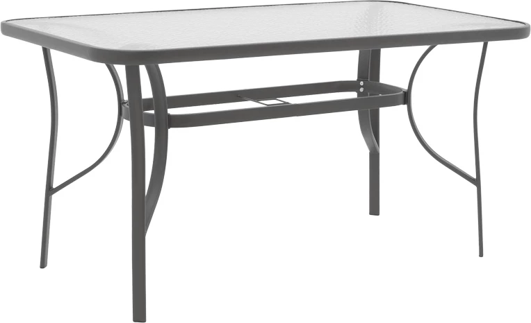 Tavolinë me karrige, 5 copë, Ensure-Tade, metal-xham, ngjyrë gri e errët, 120x70x70cm