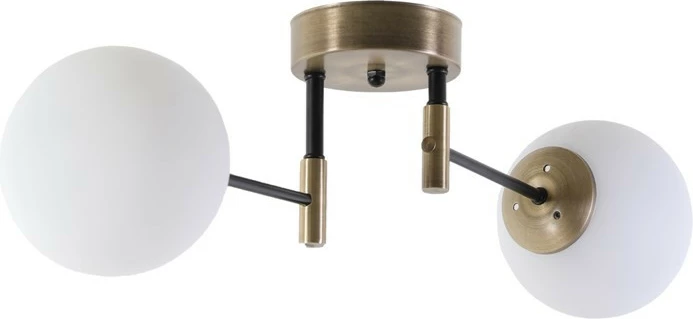 Llambë tavani Opviq Dolunay 2 llampa, metal i bardhë, xham i bardhë