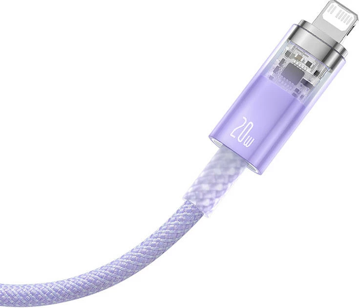 Kabllo karikimi e shpejtë Baseus Explorer Series USB-C në Lightning, 1m, 20W, vjollcë