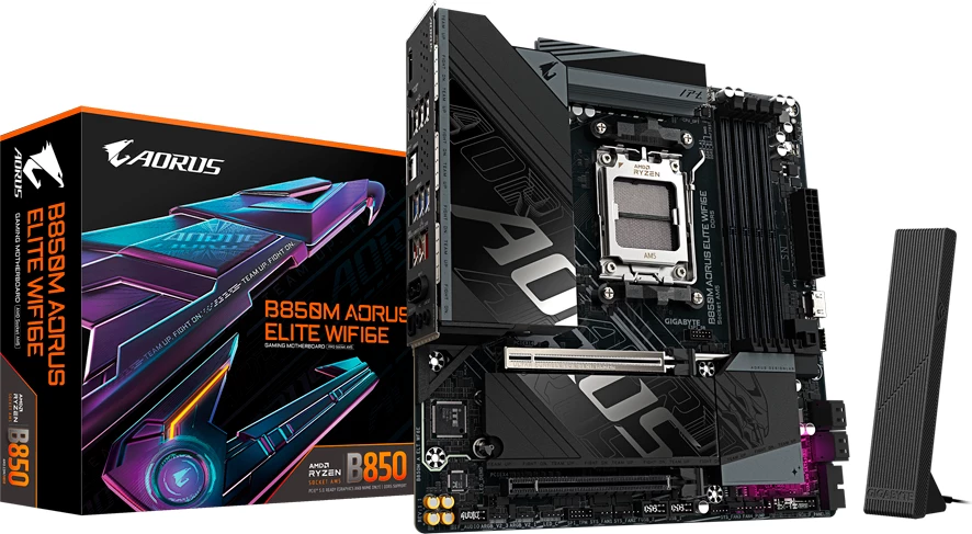 Pllakë amë GIGABYTE B850M AORUS ELITE WIFI6E, AM5, mATX, 4x DDR5