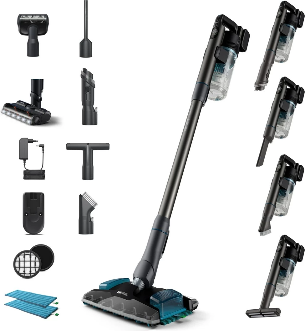 Fshesë elektrike Philips XC8057/01, pa kabllo, 0.6 L, Aqua, e zezë