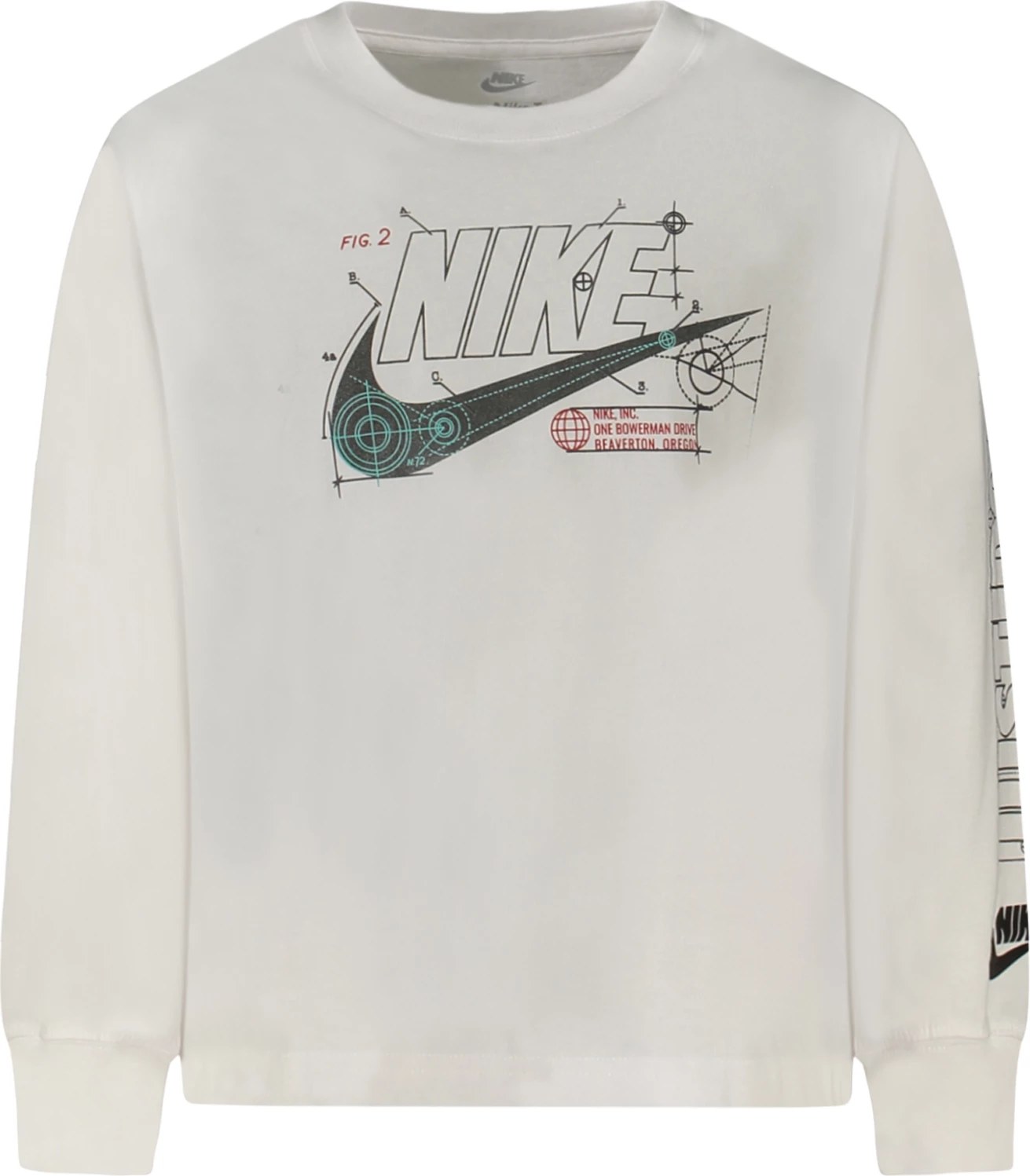 Maicë me mëngë të gjata për djem NIKE, e bardhë