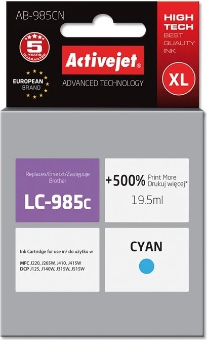 Ngjyrë zëvendësuese Activejet AB-985CN për printer Brother, 19.5ml, e kaltër