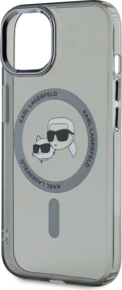 Mbështjellës Karl Lagerfeld KLHMP15SHLSKCK për iPhone 15 6.1", i fortë, MagSafe, i zi