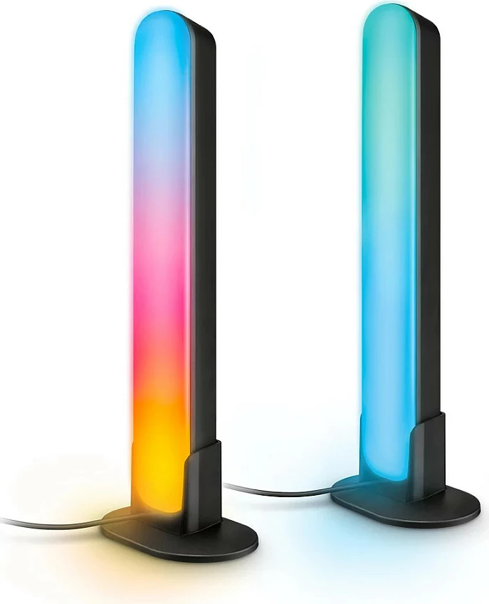 Llambë tavoline smart WiZ 8719514865211, LED 8.2W, multingjyrëshe RGB, Wi‑Fi/Bluetooth, paketë 2 copë, e zezë