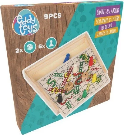 Lojë tavoline Gjarpërinj dhe Shkallë BD Vozicki 58721, dru, 15x15x2 cm, set 9 copë