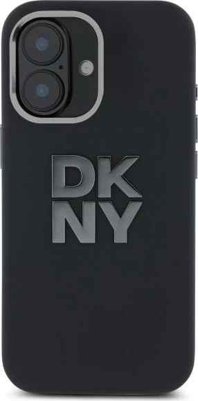 Mbështjellës DKNY Liquid Silicone Metal Logo për iPhone 16, i zi