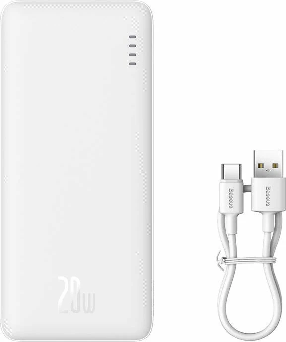 Powerbank Baseus Airpow 10000mAh 20W, 3 porta, e bardhë