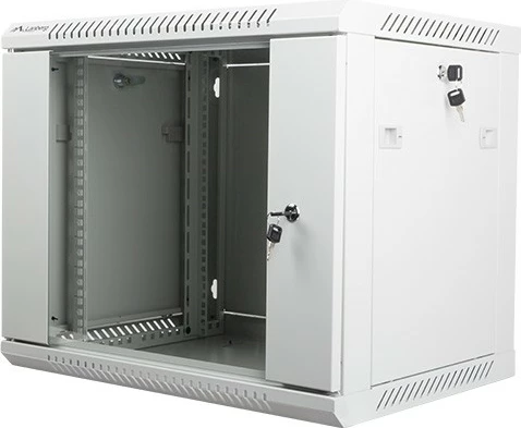 Kasë muri Lanberg WF01-6409-10S, 19", 9U, 600x450mm, xham, gri